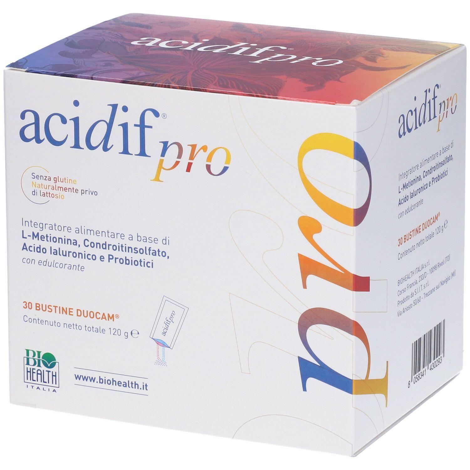 acidif integratore alimentare in bustine da 30 per il benessere intestinale: l-metionina, condroitin solfato, acido ialuronico e fermenti lattici vivi - foto 1