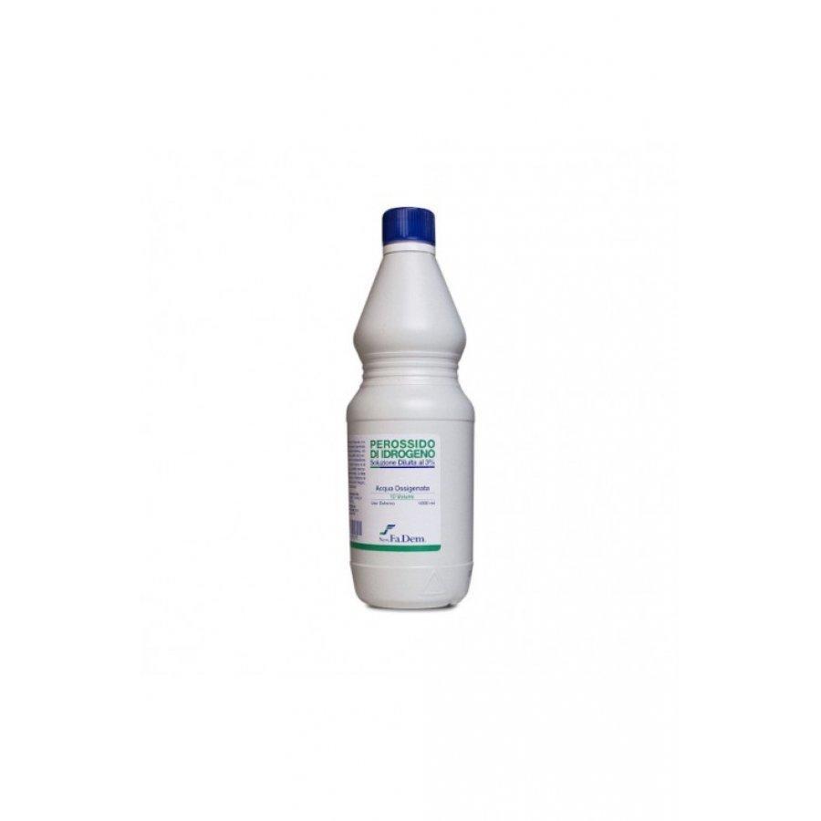 new fa.dem acqua ossigenata 10 volumi 1000 millilitri - perossido di idrogeno 3% in flacone da 1 litro per disinfezione e medicazione - foto 1