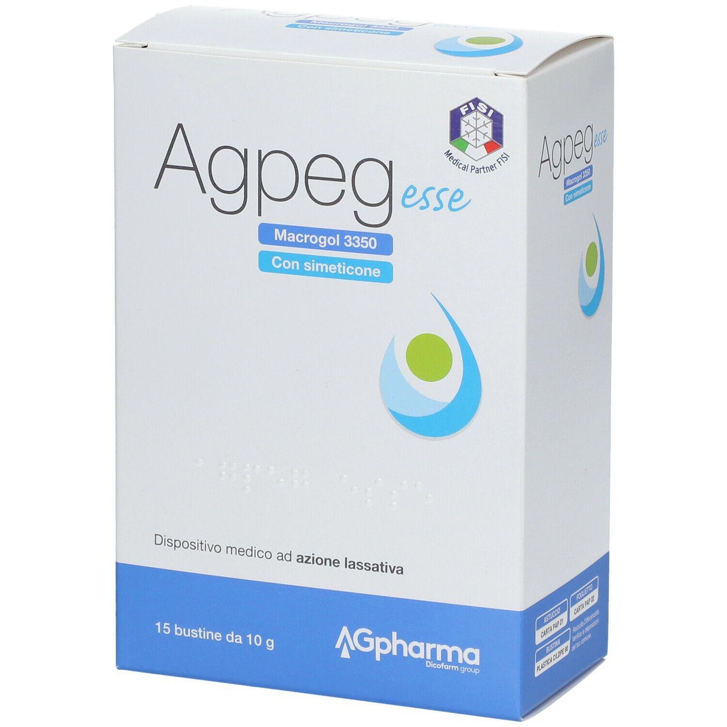 ag pharma trattamento sintomatico della stipsi con agpeg esse - 15 bustine da 10g per evacuazione intestinale e riduzione gonfiore addominale - foto 1
