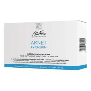 Integratore alimentare aknet proskin 30 capsule per pelle a tendenza acneica con probiotici e biotina per il benessere cutaneo