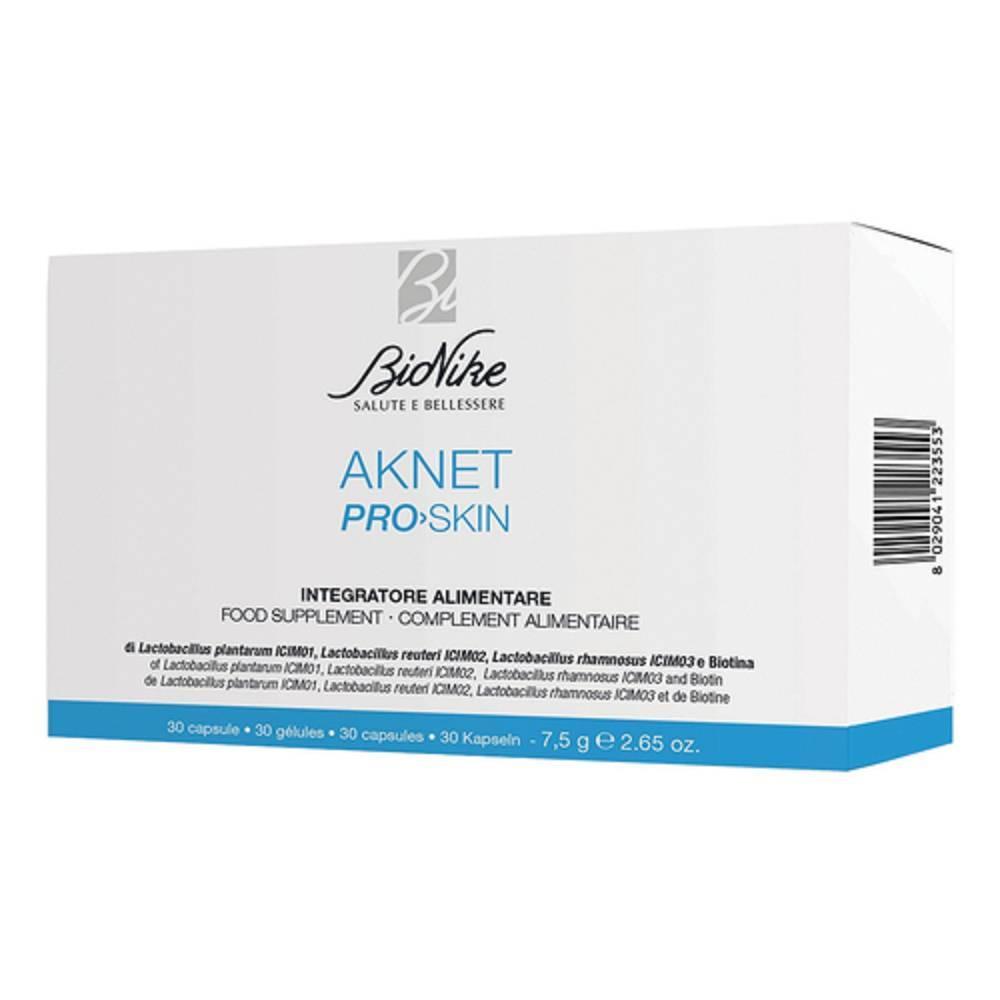 bionike integratore alimentare aknet proskin 30 capsule per pelle a tendenza acneica con probiotici e biotina per il benessere cutaneo - foto 1