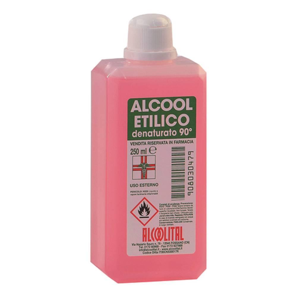 alcoolital alcool etilico denaturato 90% 250 millilitri per usi igienici, farmaceutici e ospedalieri - vendita riservata in farmacia - foto 1