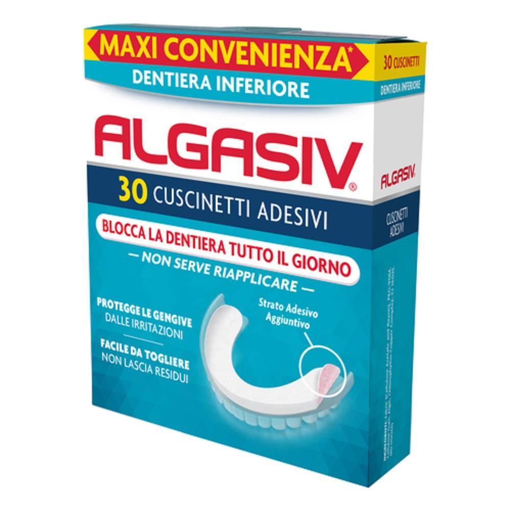 algasiv cuscinetti adesivi per dentiera inferiore algasiv 30 pezzi - bloccano la dentiera tutto il giorno e proteggono le gengive dalle irritazioni - foto 1