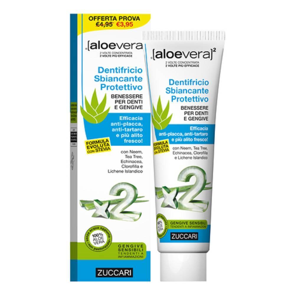 aloevera2 dentifricio sbiancante protettivo aloevera2 con olio di neem e lichene islandico per alito fresco e igiene orale completa 100 ml - foto 1