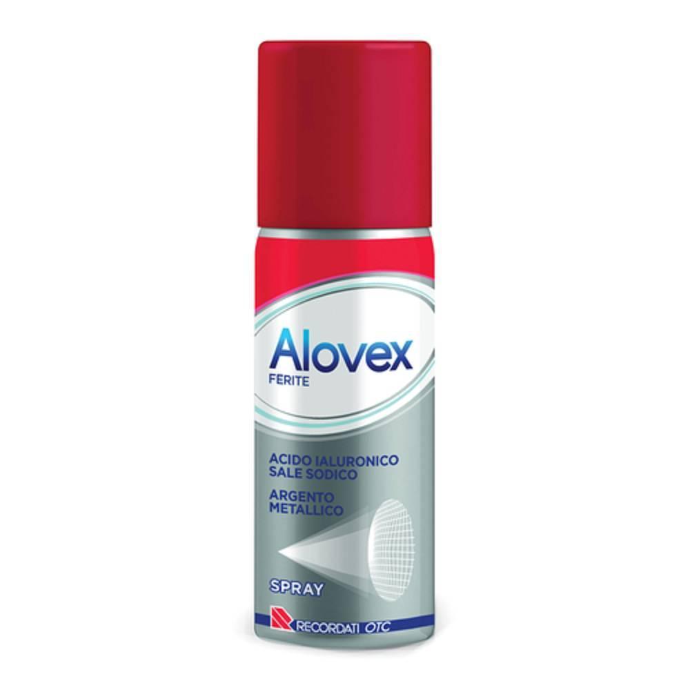 alovex spray per ferite alovex 125ml - dispositivo medico per lesioni della cute, ustioni e ulcere con acido ialuronico e argento metallico - foto 1