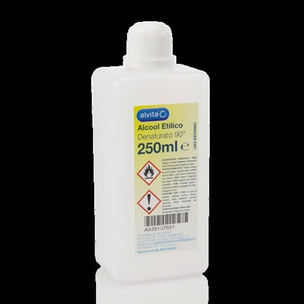 alvita alcool etilico denaturato 90% 250 ml per usi igienici e farmaceutici - liquido infiammbile per uso esterno e protezione personale - foto 1