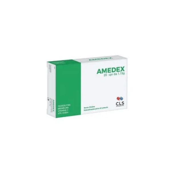 amedex integratore alimentare amedex 20 compresse con bromelina, troxerutina, vitamina c e vite rossa per circolazione e benessere cardiovascolare - foto 1