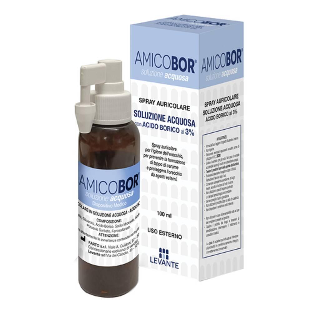 amicobor spray auricolare amicobor soluzione acquosa 100ml per igiene dell'orecchio e prevenzione tappi di cerume - foto 1