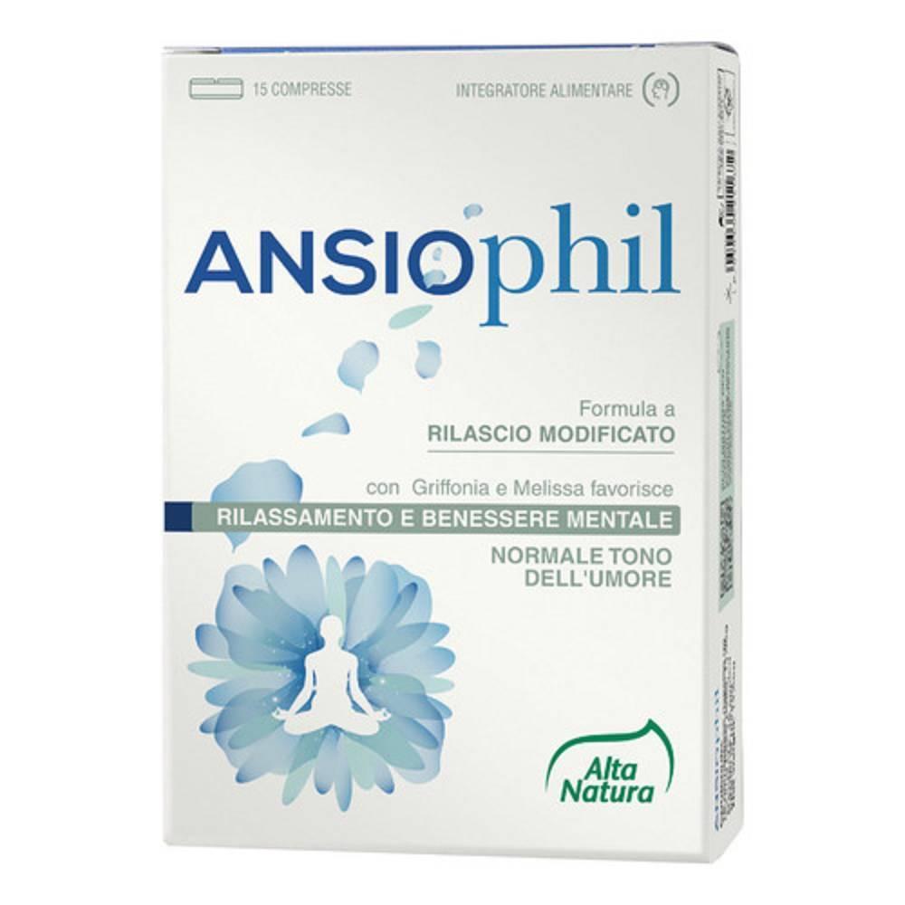 ansiophil integratore alimentare ansiophil 15 compresse 850 mg con griffonia e melissa per benessere mentale e rilassamento - foto 1