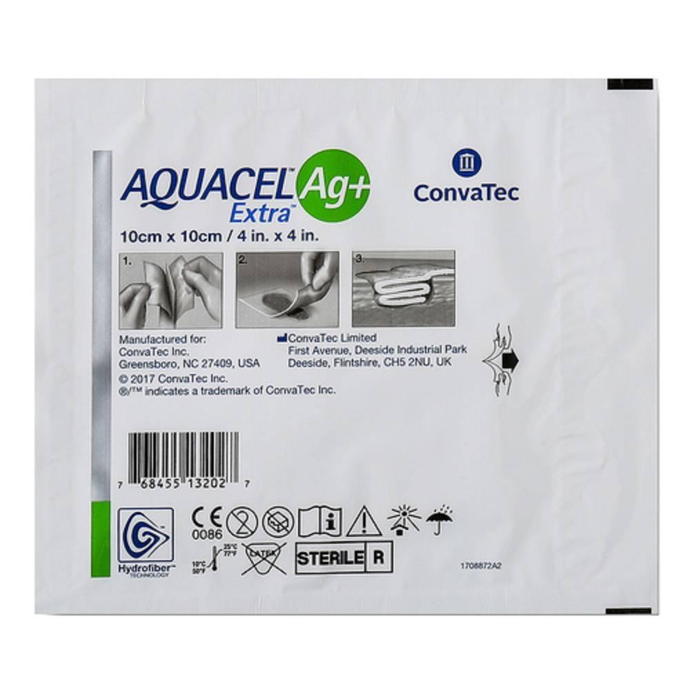aquacel medicazione primaria antimicrobica aquacel ag+ extra 10x10 cm - confezione da 10 pezzi per ferite infette e a rischio di infezione - foto 1