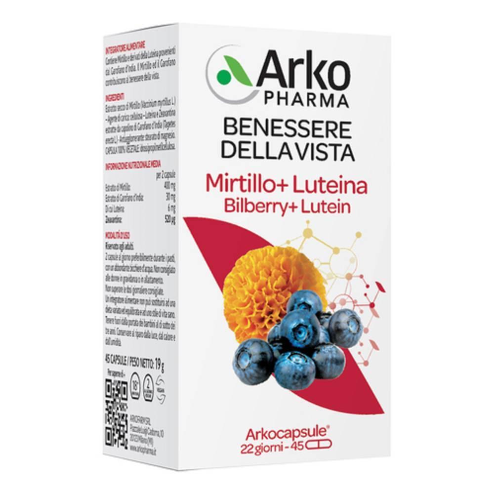 arkofarm integratore alimentare mirtillo e luteina per il benessere della vista - confezione da 45 capsule - foto 1