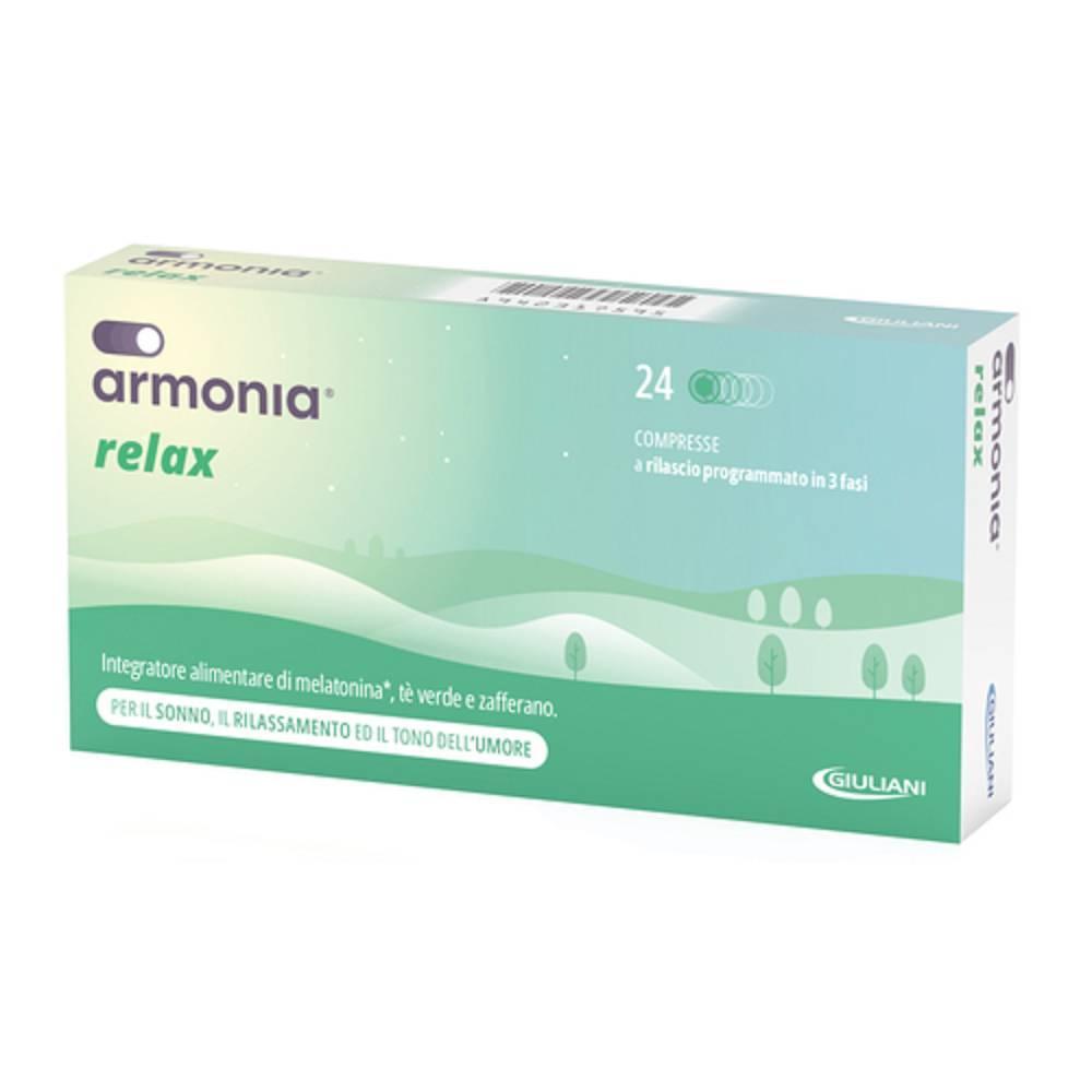 armonia integratore alimentare armonia relax 1 mg 24 compresse con melatonina, l-teanina, tè verde, magnolia e zafferano per sonno ristoratore - foto 1
