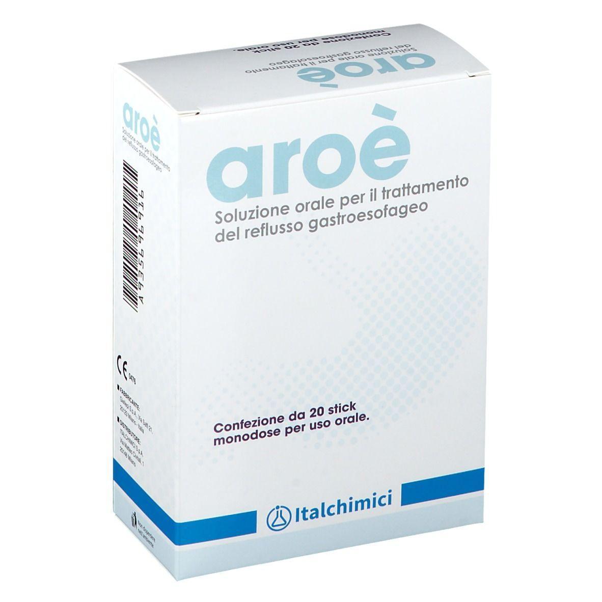aroe soluzione orale aroe 20 stick pack monodose per trattamento reflusso gastroesofageo e sintomi correlati - foto 1