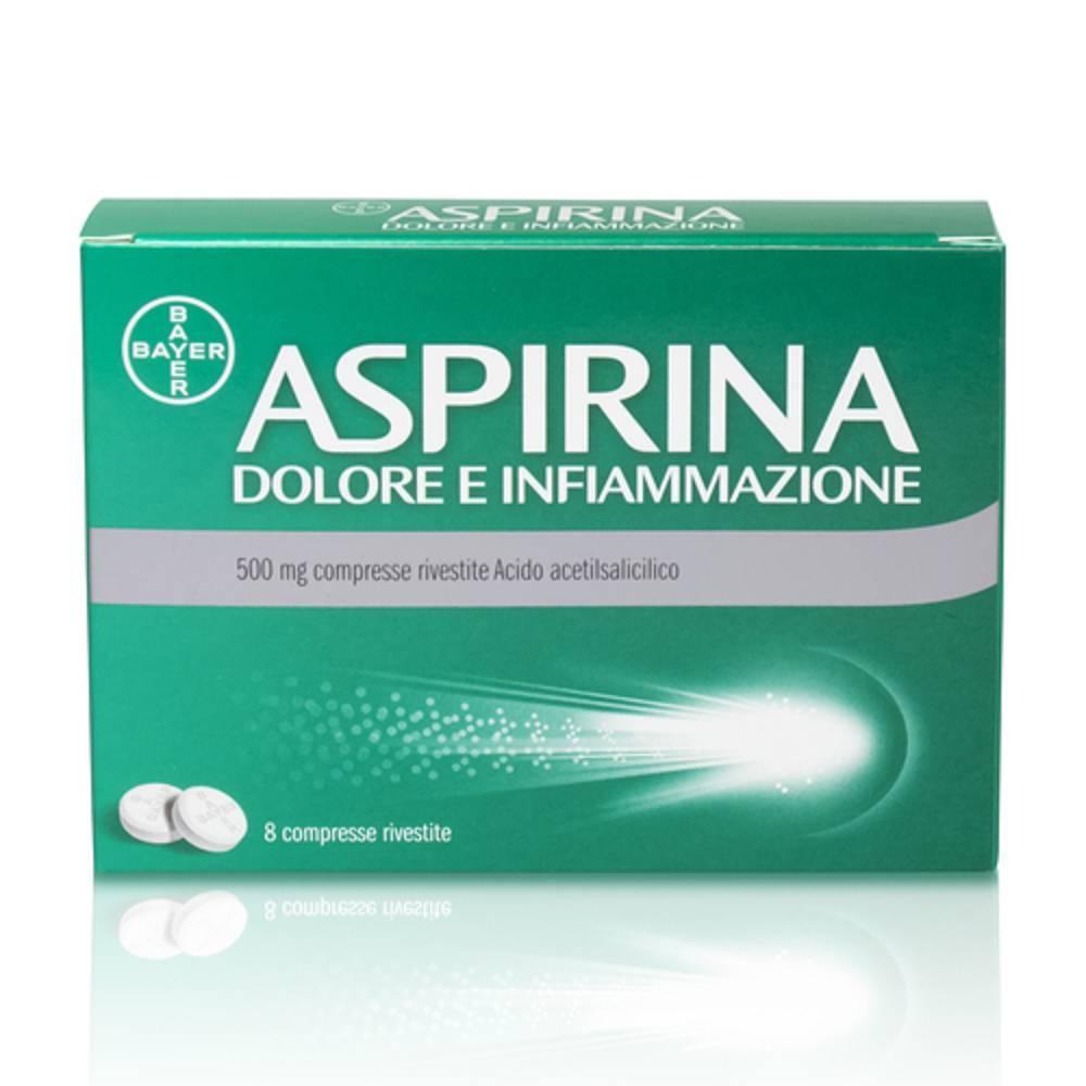 aspirina analgesico e antipiretico aspirina 500 mg per dolore e infiammazione - 8 compresse rivestite - foto 1