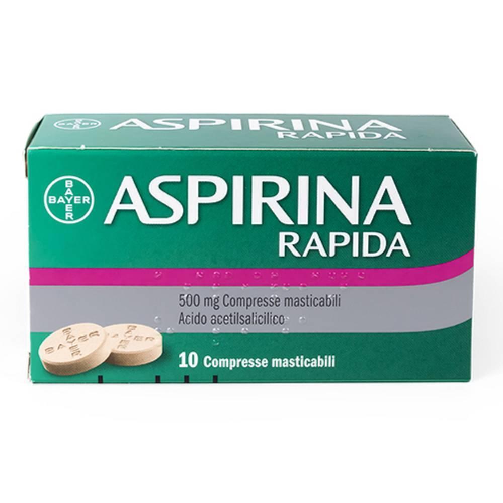 aspirina aspirina rapida 500 mg compresse masticabili per mal di testa, dolori muscolari e stati febbrili - 10 compresse - foto 1
