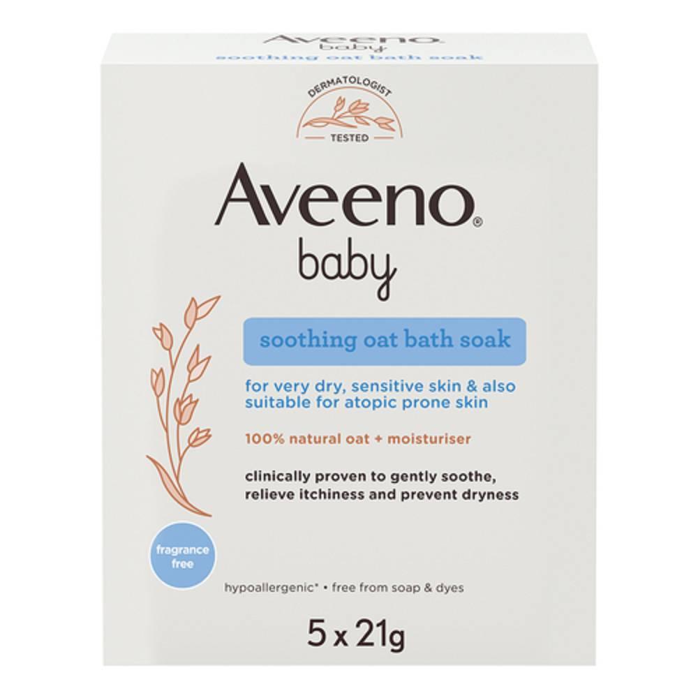 aveeno bagno lenitivo in polvere all'avena per bambini - aveeno baby colloidale 5 bustine da 21 g per pelli secche e sensibili - foto 1