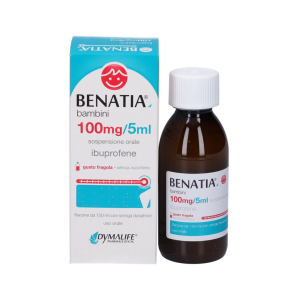 150ml 100mg/5ml sospensione orale senza zucchero per bambini - analgesico e antinfiammatorio con gusto fragola e arancia