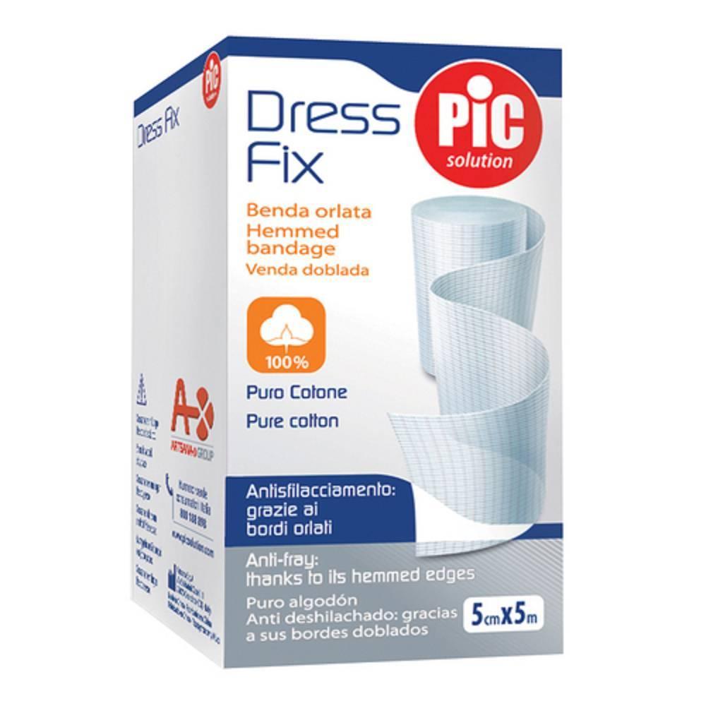 pic solution benda pic dressfix 7x5 m - benda di garza in cotone morbido e idrofilo per fissare medicazioni in modo semplice e duraturo - foto 1