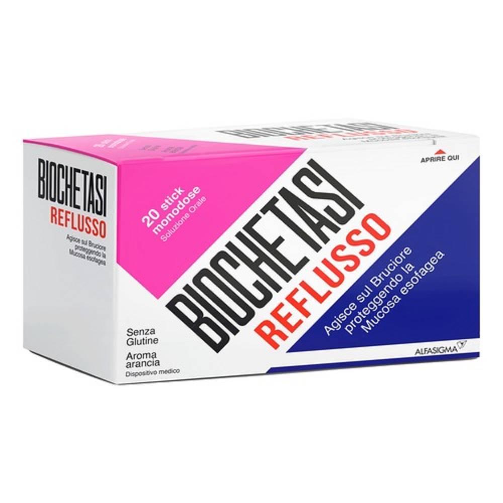 biochetasi biochetasi reflusso 20 stick - dispositivo medico per bruciore di stomaco e rigurgito acido con aroma arancia, senza glutine - foto 1