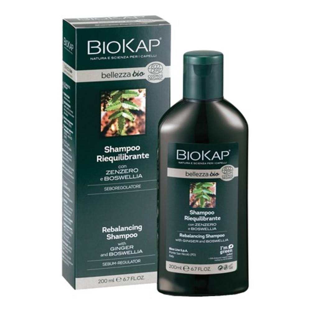 biokap shampoo riequilibrante biokap per capelli con eccesso di sebo, formula naturale con zenzero e uva rossa, 200 ml - foto 1