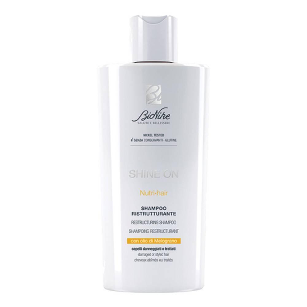 bionike shampoo ristrutturante shine on nutriente per capelli danneggiati e colorati - volume e lucentezza 200 ml - foto 1