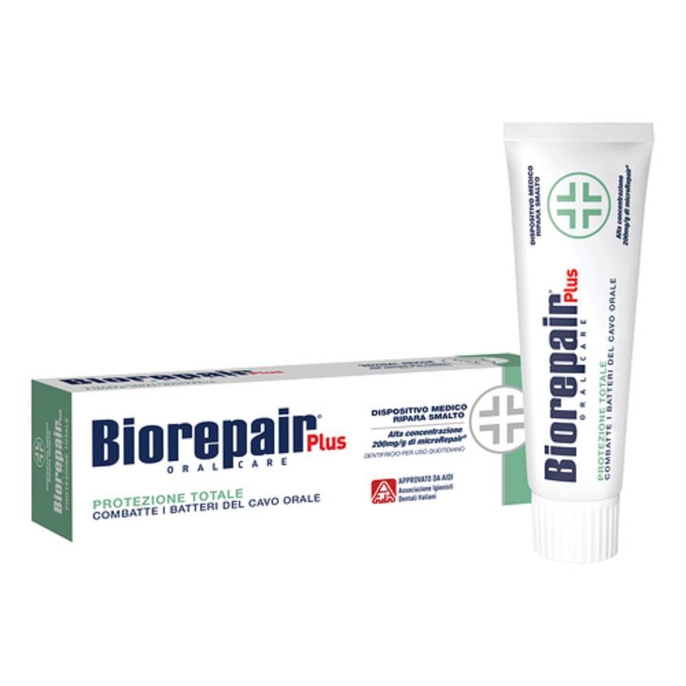 biorepair dentifricio biorepair plus protezione totale 75ml - ripara lo smalto, protegge da placca e carie, ideale per alitosi e uso quotidiano - foto 1