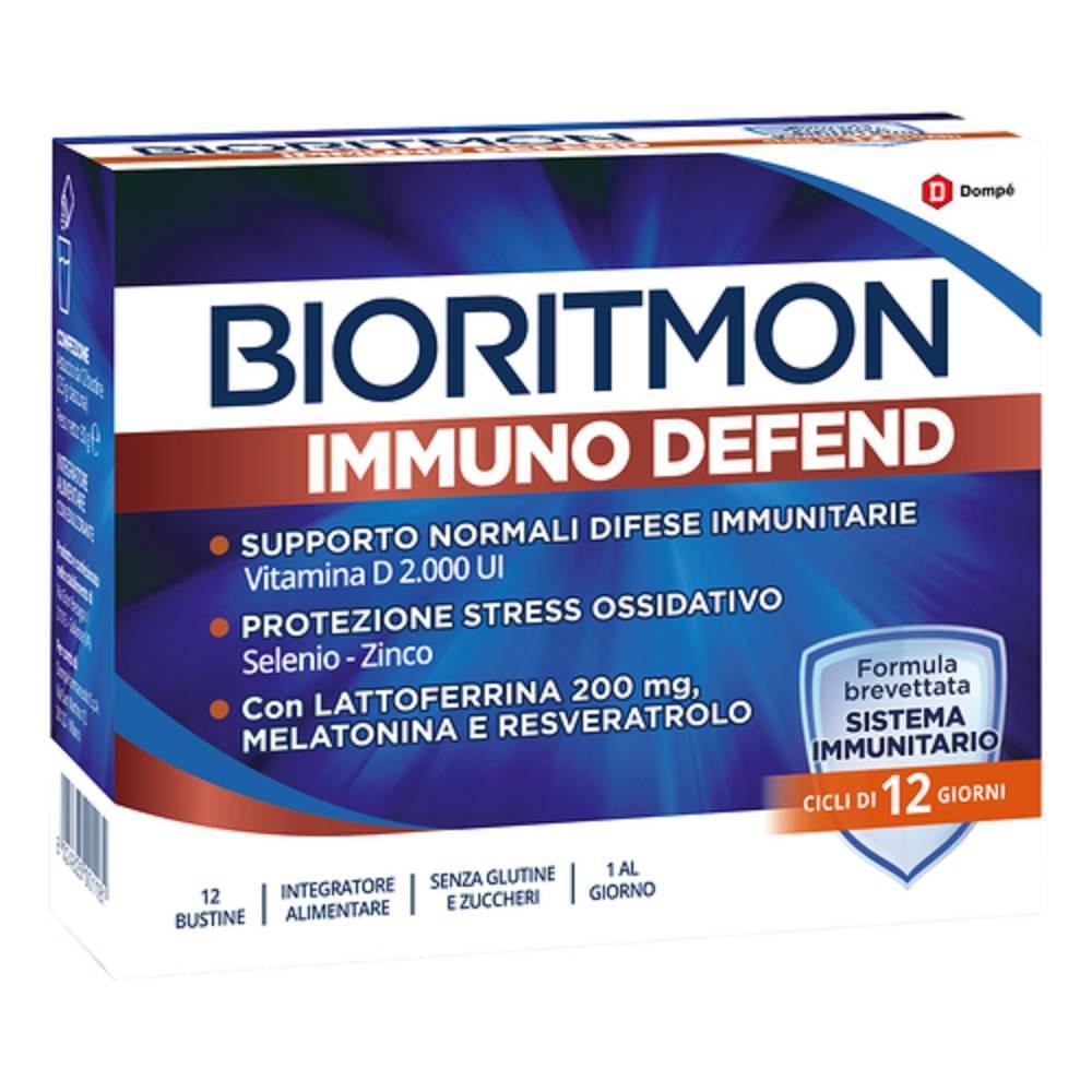 bioritmon integratore alimentare bioritmon immuno defend in bustine per sostenere il sistema immunitario e contrastare lo stress ossidativo gusto mandarino 12 bustine - foto 1