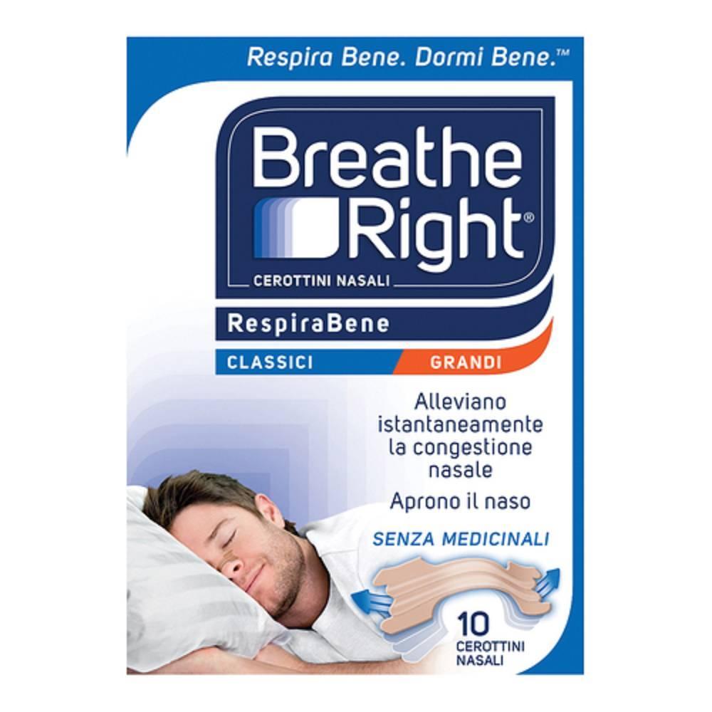 breath right cerottini nasali breathe right classici grandi 10 pz per migliorare la respirazione e ridurre il russamento - foto 1