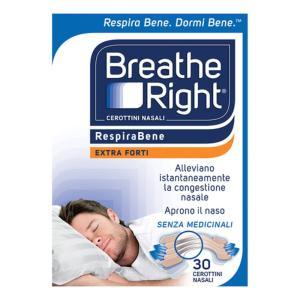 Cerotti nasali extra forti breathe right - sollievo immediato per congestione nasale - confezione da 30 pezzi monouso