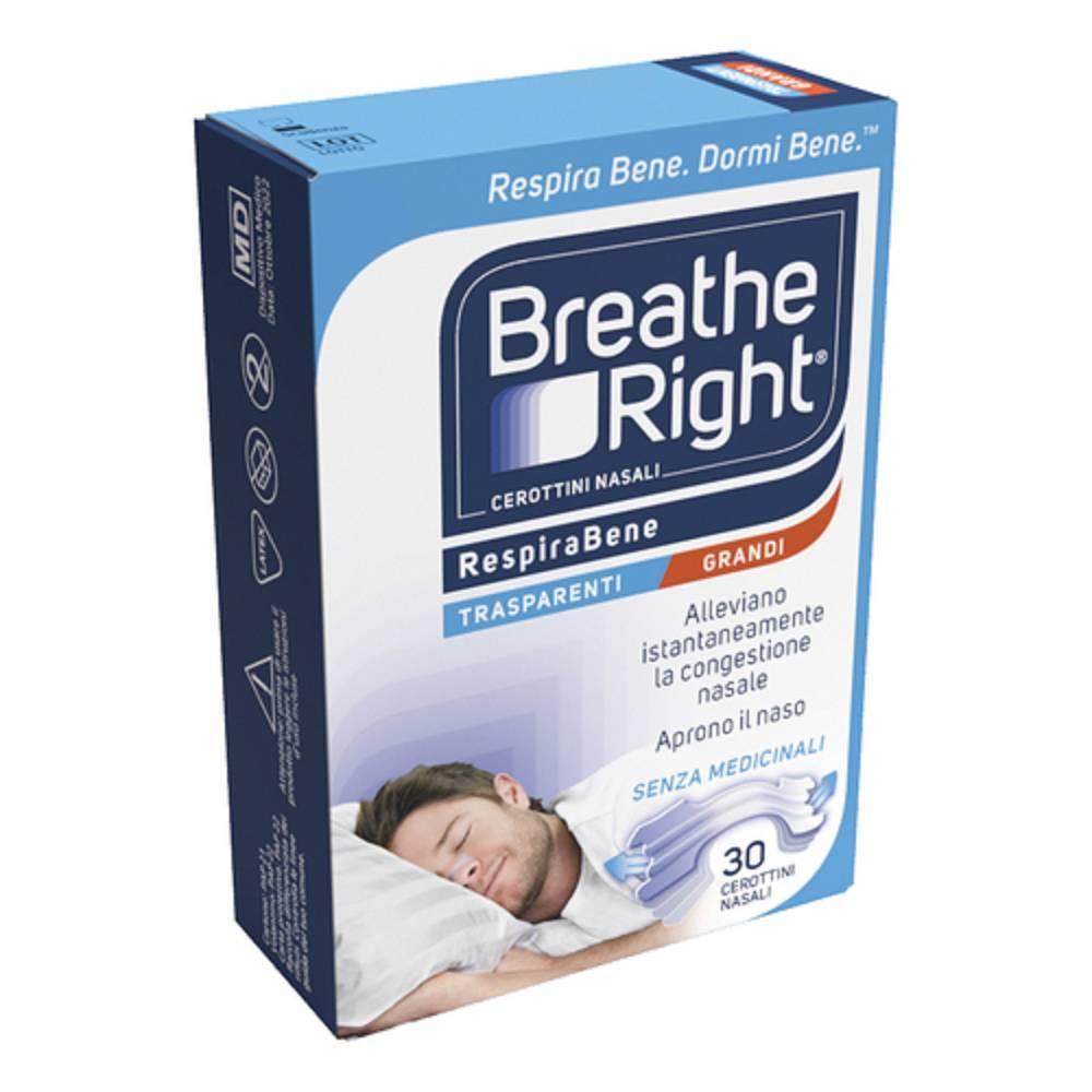 breathe right cerotti nasali trasparenti breathe right g30p per sollievo dalla congestione nasale - 30 pezzi monouso - foto 1