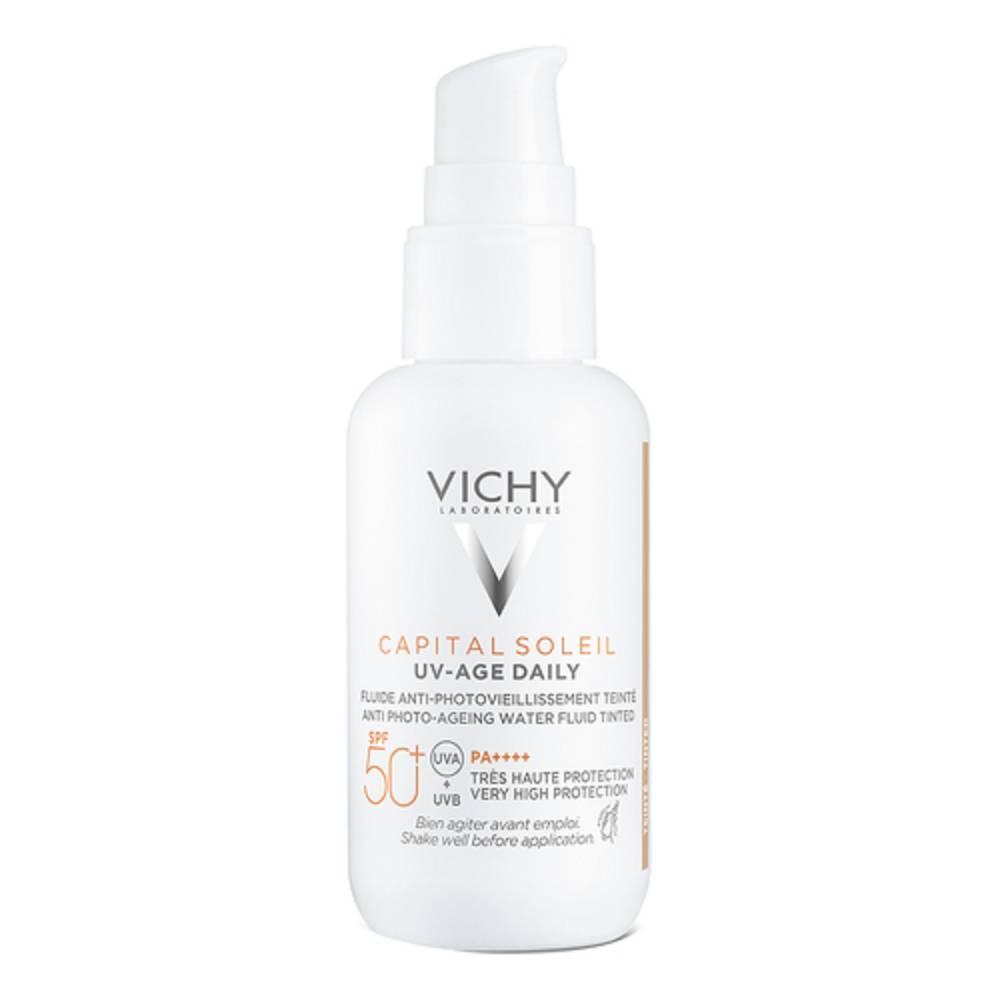 vichy crema solare tinta uv-age con protezione spf 50+ - 40ml, efficace contro rughe e macchie scure, formula ultra leggera e ipoallergenica - foto 1