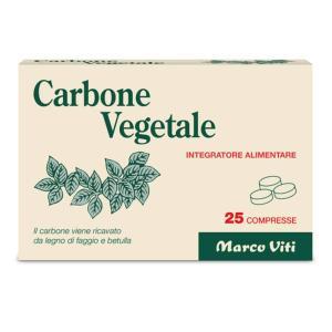Carbone vegetale 25 compresse - integratore naturale per il benessere dell'apparato digerente, ricavato da legno di faggio e betulla