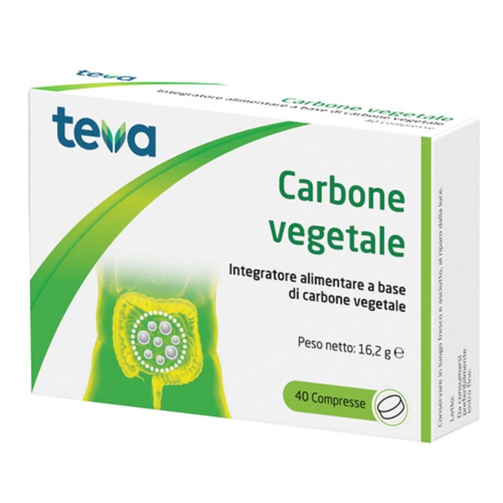 teva carbone vegetale 40 compresse - integratore alimentare per il benessere digestivo e il gonfiore addominale - foto 1