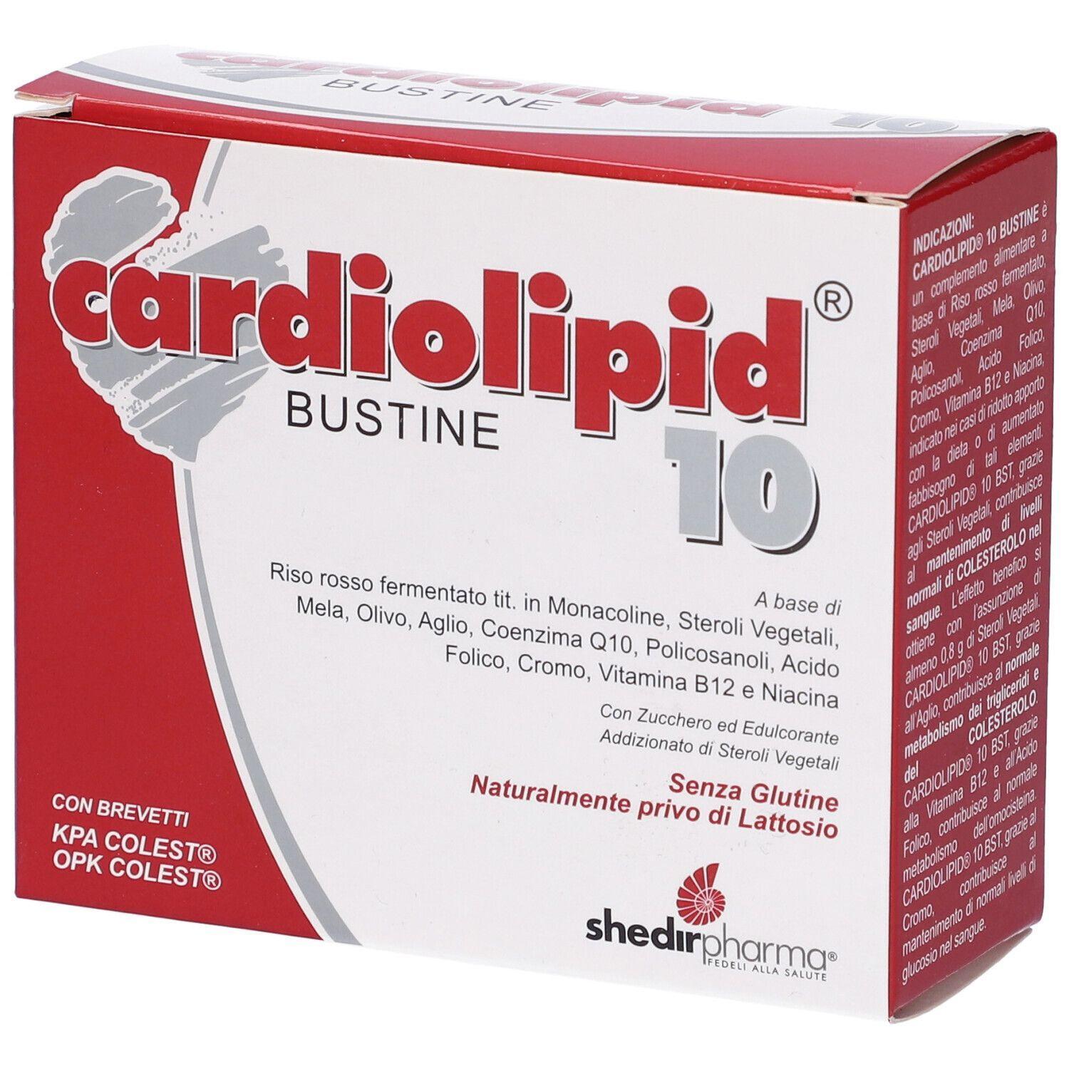 cardiolipid complemento alimentare cardiolipid 10 per il controllo del colesterolo - 20 bustine da 4g con riso rosso fermentato e vitamine - foto 1