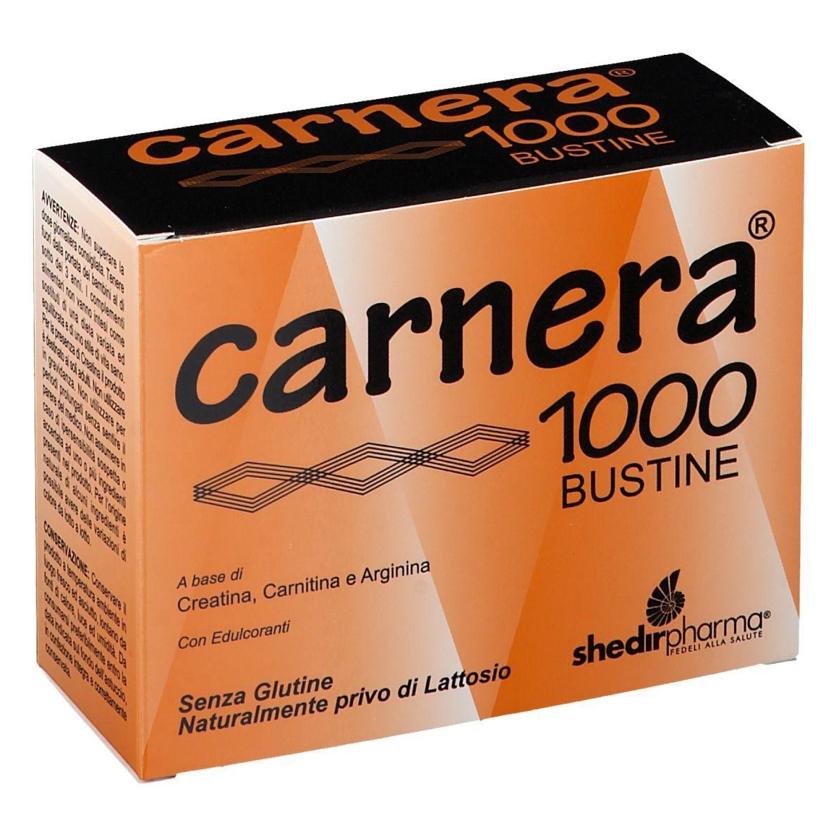 carnera complemento alimentare carnera 1000 con creatina, carnitina e arginina - 18 bustine da 5 g per il fabbisogno nutrizionale degli adulti - foto 1