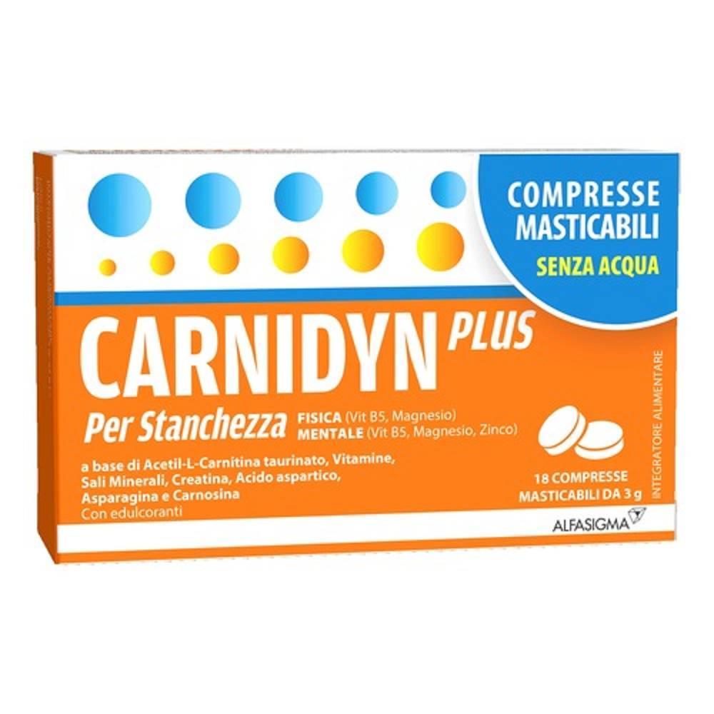 carnidyn integratore alimentare carnidyn plus 18 compresse masticabili per metabolismo energetico e prestazioni fisiche con vitamine e minerali - foto 1