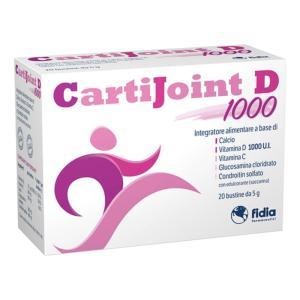 Integratore alimentare  d 1000 per ossa e articolazioni - 20 bustine effervescenti da 5 g con calcio, vitamina d e glucosamina