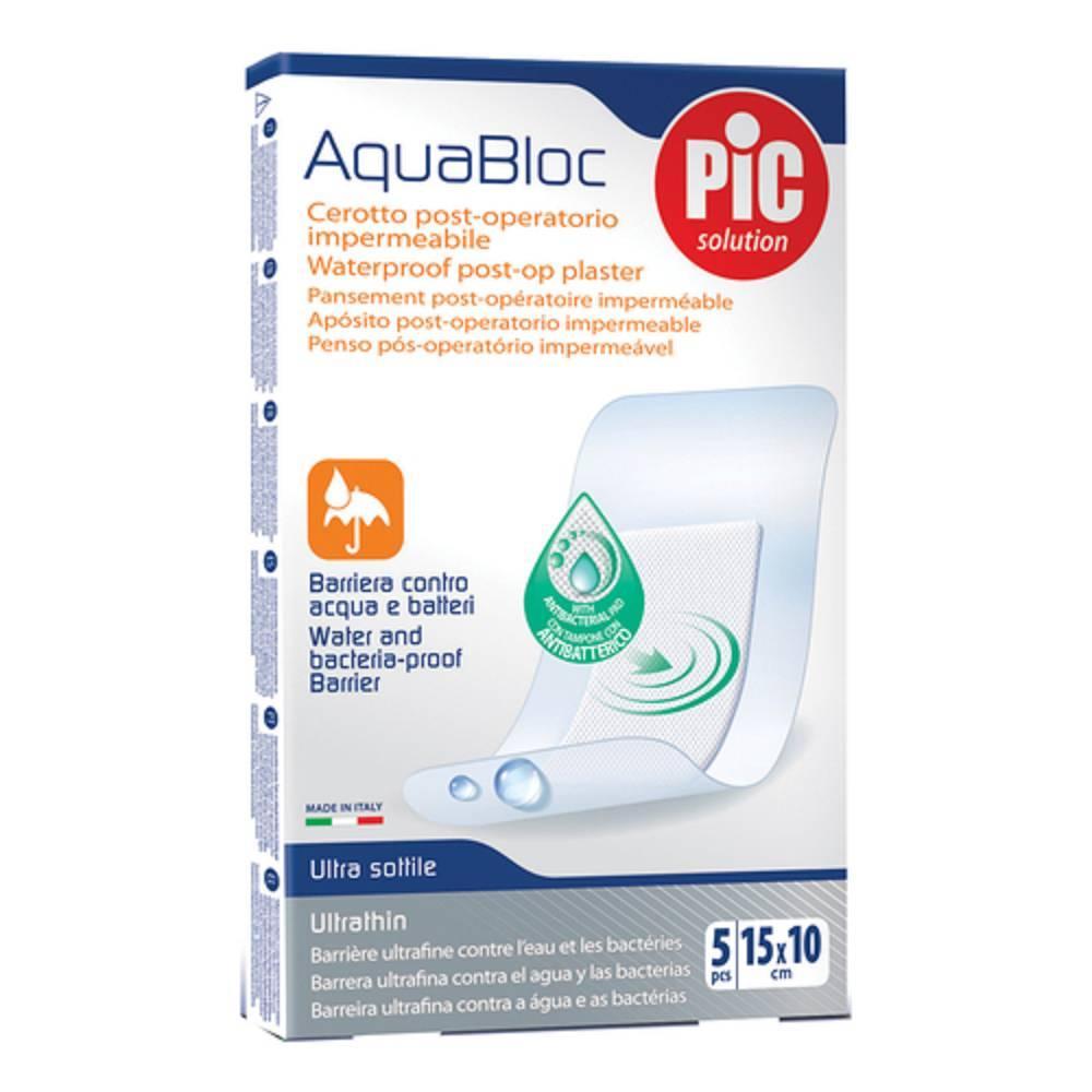 pic solution cerotto impermeabile antibatterico pic aquabloc 10x15 cm 5 pezzi - protezione efficace per ferite e infezioni - foto 1