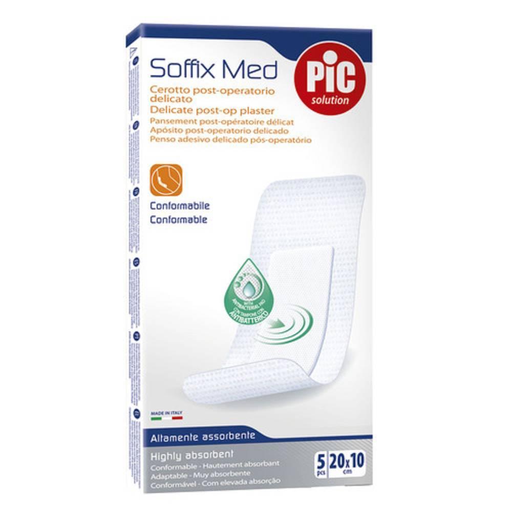 pic solution cerotto post-operatorio delicato pic soffix med 10x20 cm 5 pezzi - medicazione traspirante e assorbente con clorexidina per ferite sensibili - foto 1