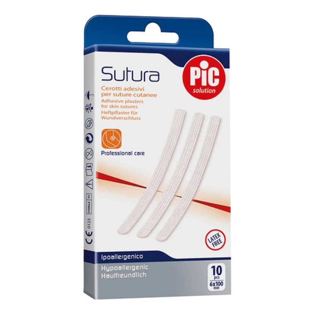 pic solution cerotti per sutura 6x100 mm - 10 pz anallergici e atossici per cicatrizzazione ferite di media profondità - foto 1