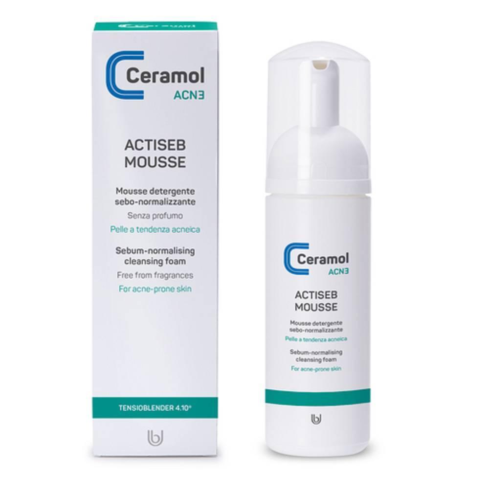 ceramol detergente ceramol actiseb mousse 150ml per pelle acneica - seboregolatore e purificante per viso e corpo - foto 1