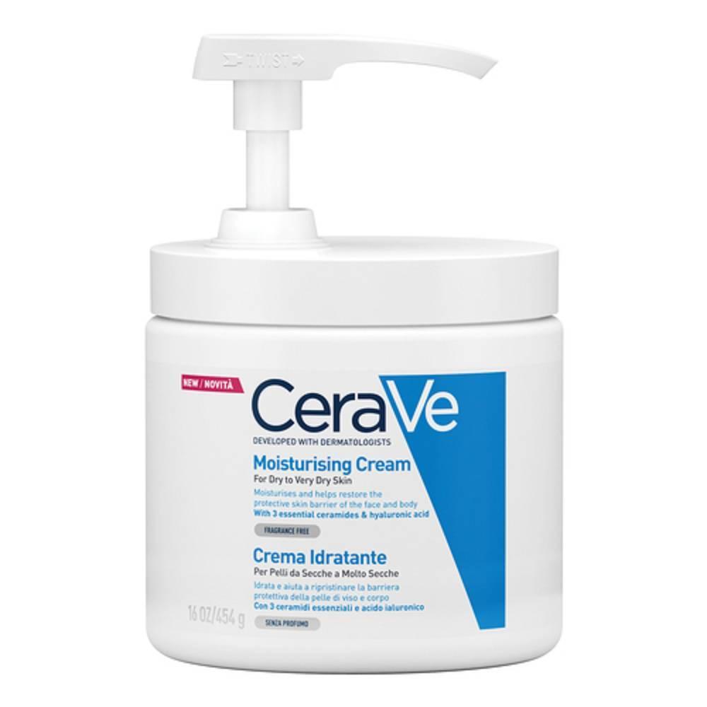 cerave crema idratante cerave per pelli da secche a molto secche con ceramidi e acido ialuronico - flacone da 473 ml - foto 1