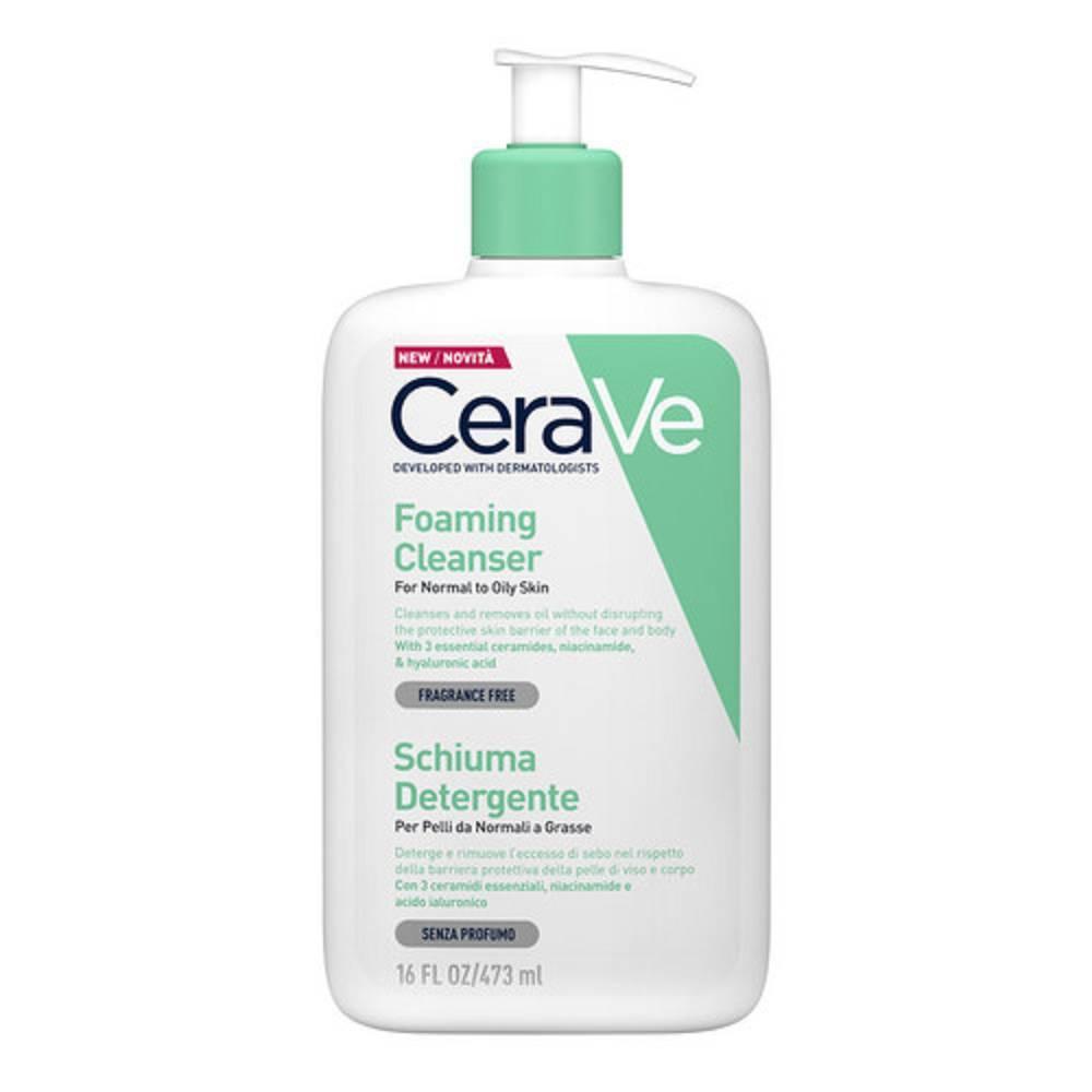 cerave schiuma detergente viso 473ml con ceramidi, niacinamide e acido ialuronico - ipoallergenica e senza profumo per una pelle pulita e idratata - foto 1