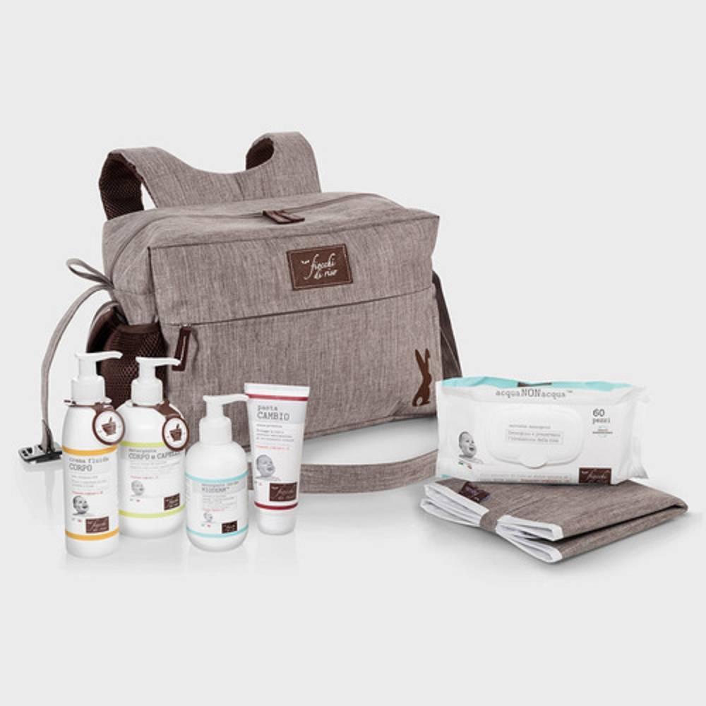 fiocchi di riso cofanetto borsa fasciatoio fdr con prodotti per la cura della pelle del neonato e accessori pratici per il cambio - foto 1