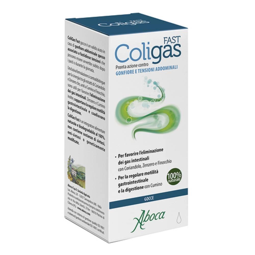 aboca integratore alimentare coligas fast gocce per ridurre gonfiore addominale e favorire la digestione con estratti naturali di zenzero e coriandolo - foto 1
