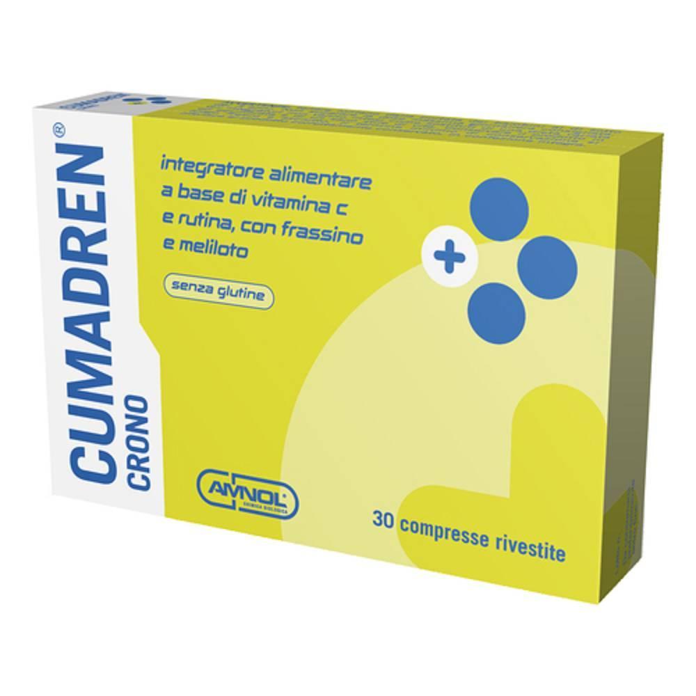 cumadren integratore alimentare cumadren crono per la circolazione - 30 compresse con vitamina c, rutina, meliloto e frassino per drenaggio e microcircolo - foto 1