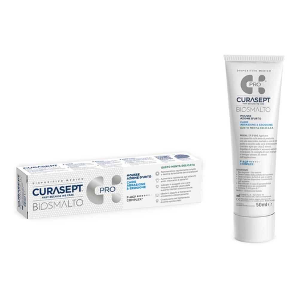 curasept mousse per la prevenzione della carie e trattamento delle erosioni - curasept biosmalto gusto menta 50 ml - foto 1