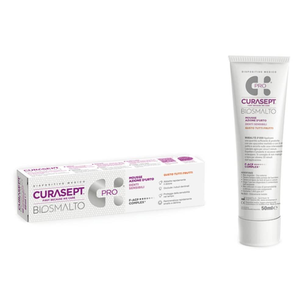 curasept mousse curasept biosmalto per denti sensibili - azione urto domiciliare con fluoro per prevenzione e trattamento delle lesioni smalto-dentinali - 50 ml - foto 1