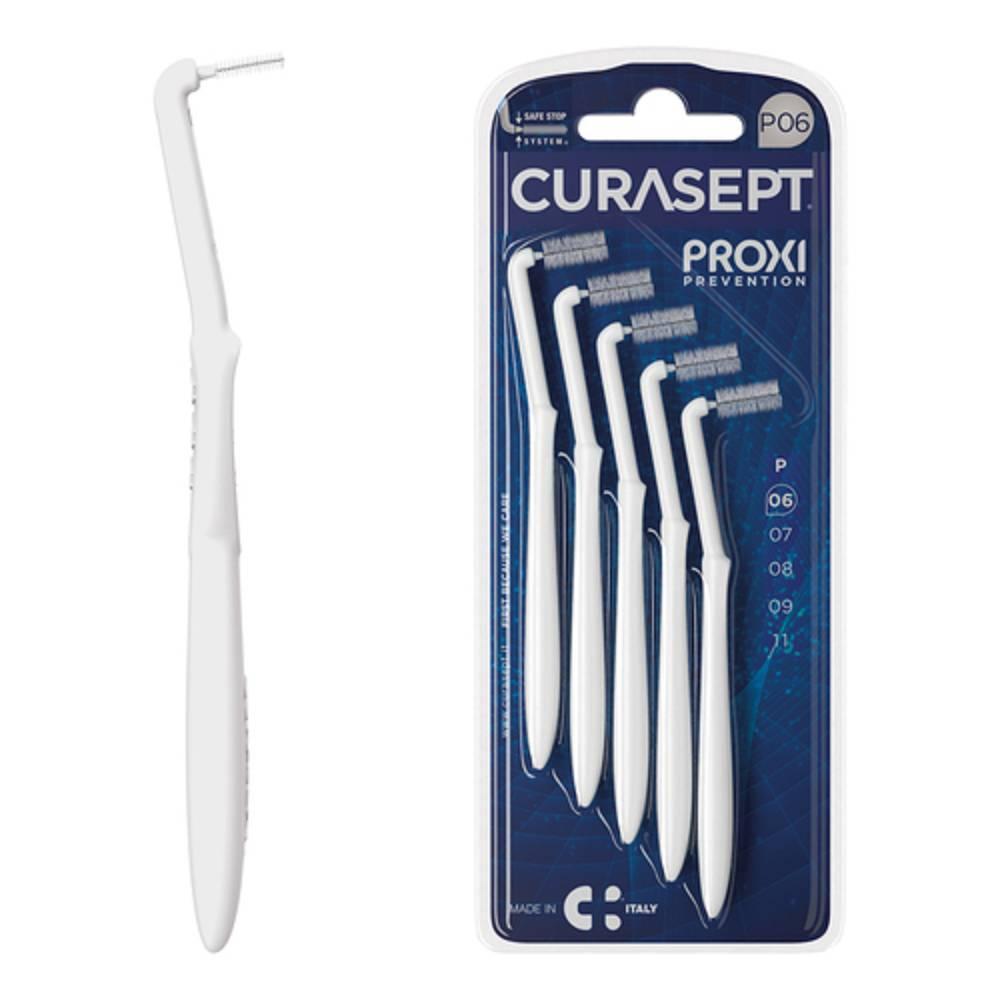 curasept scovolini interdentali curasept proxi angle p06 bianco/nero per spazi stretti e gengive sane con manico allungato e testina angolata - foto 1