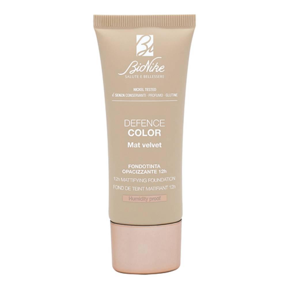 bionike fondotinta opacizzante defence color mat velvet 12h 404 beige naturel - finish naturale e vellutato con spf 15 - foto 1